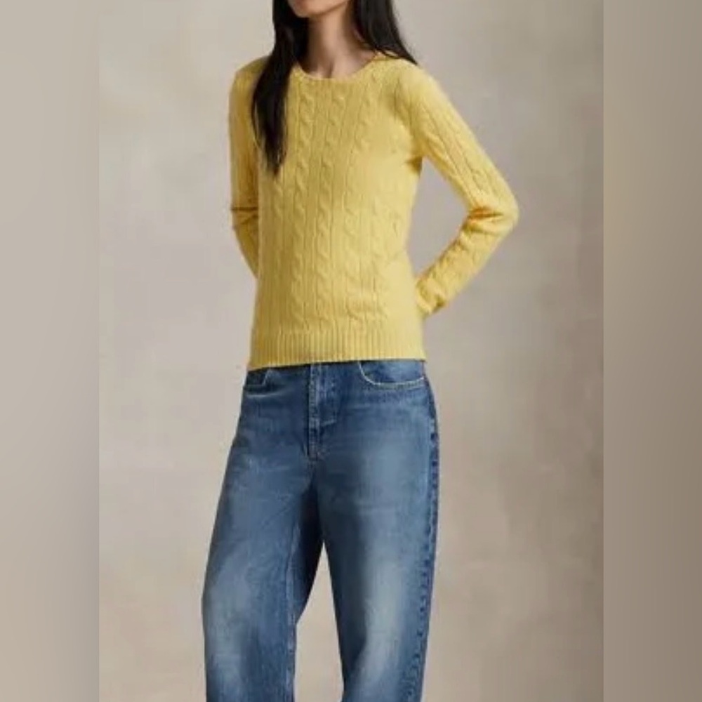 Polo by Ralph Lauren Yellow Cable Knit Crewneck Sweater - Picture 2 of 5